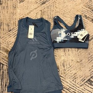 Adidas Blue Tank Top and Sports Bra Set